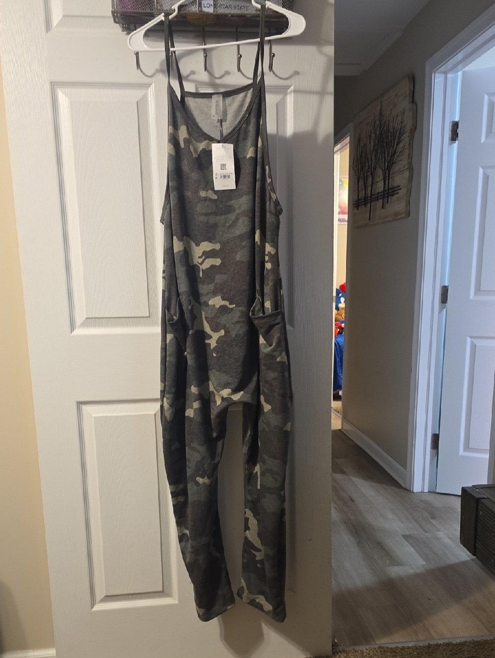 Camo Scoop-Neck Jumpsuit - Olive Green